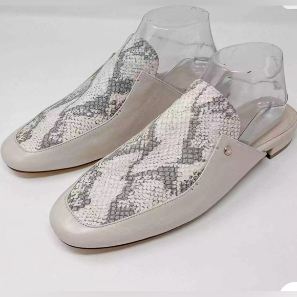 NWOT Cole Haan “The Grand” Slip- On Mule. Leather Size 9.5. Cream & Snake Print - Picture 3 of 15